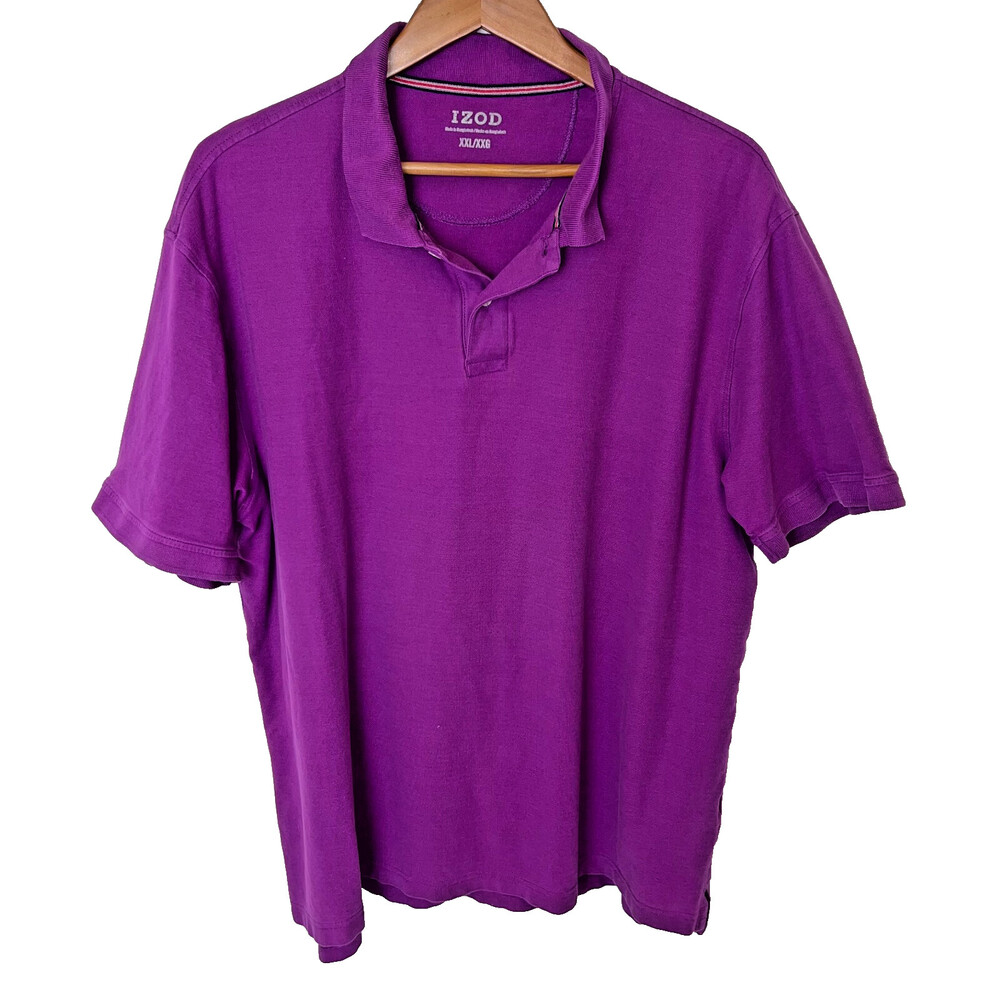 IZOD Men's XXL Purple Short Sleeve Polo Shirt Performance Stretch